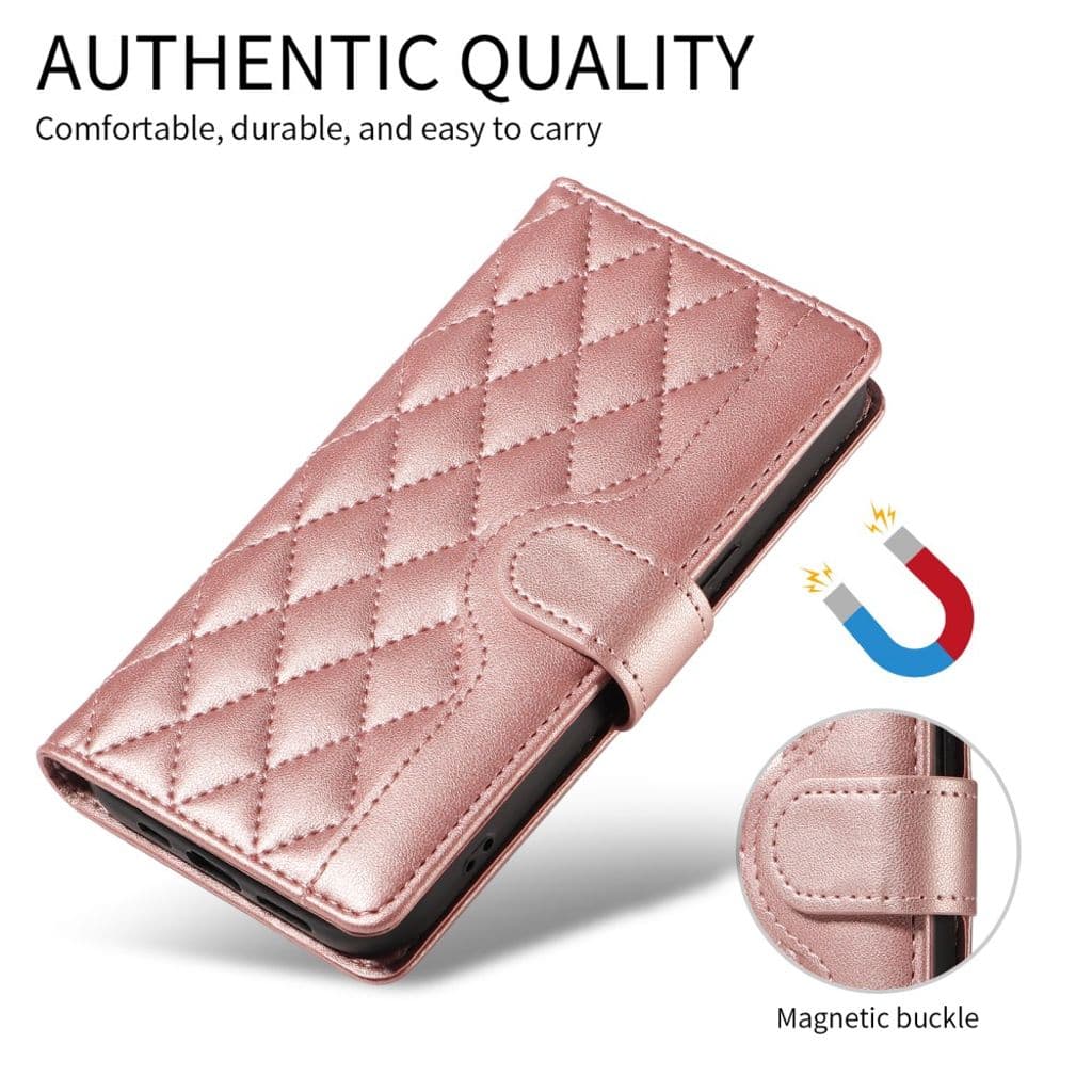 iPhone 17 plånboksfodral Rhombus med axelrem Roséguld - Bild 4