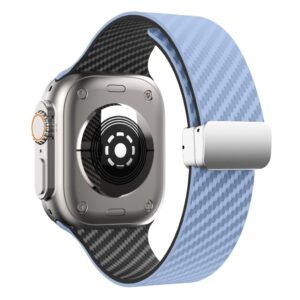 Apple Watch 49/46/44/42mm Armband Kolfiber - Ljusblå/Svart