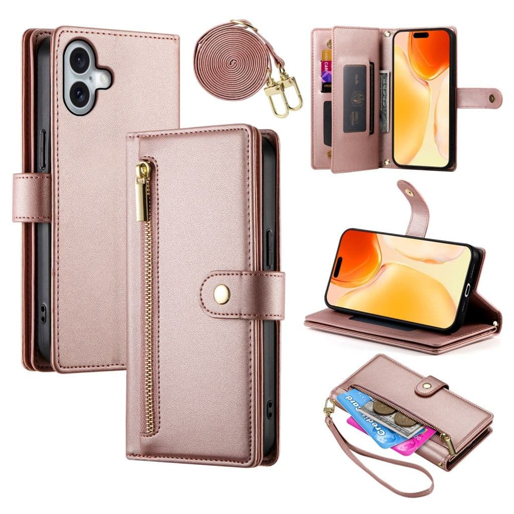 iPhone 17 Plånboksfodral med Bärrem - Rosa