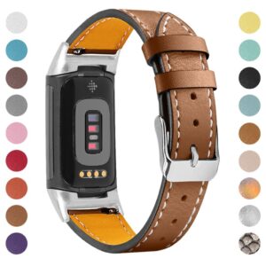 Fitbit Charge 5/6 Armband riktigt läder - Brun