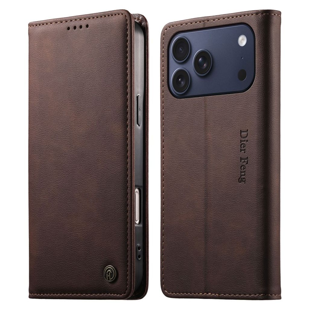 DIERFENG iPhone 18 Pro Max/17 Pro Max Plånboksfodral - Mörkbrun