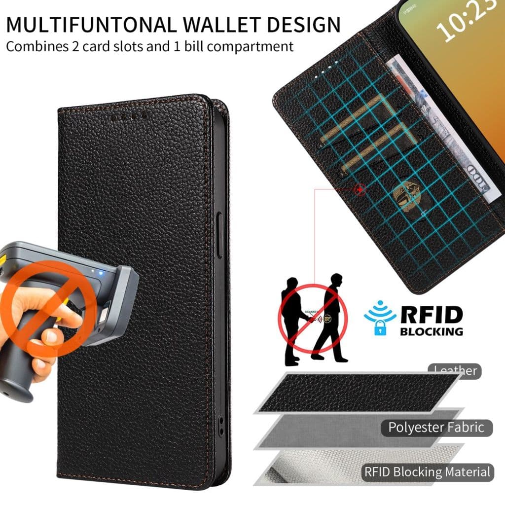 iPhone 14 Pro Max Plånboksfodral RFID-blockerande – Svart - Bild 9