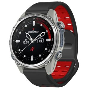 Garmin Fenix 8/E 47mm etc. Tvåfärgat klockarmband i silikon - Grå/Röd