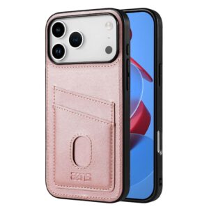 iPhone 18 Pro Max/17 Pro Max Skal med kortfack i PU-läder - Roséguld