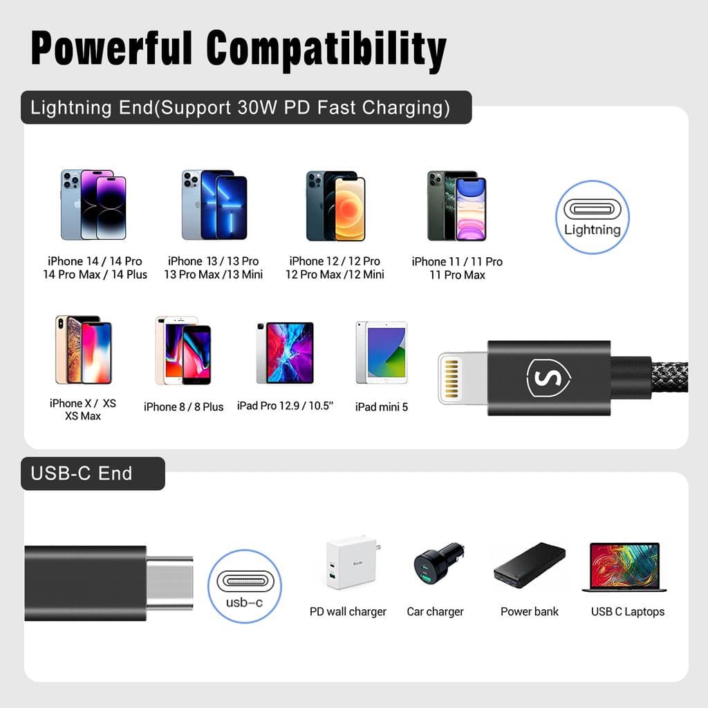 SiGN USB-C till Lightning Kabel 20W, 0.25m - Svart - Bild 3
