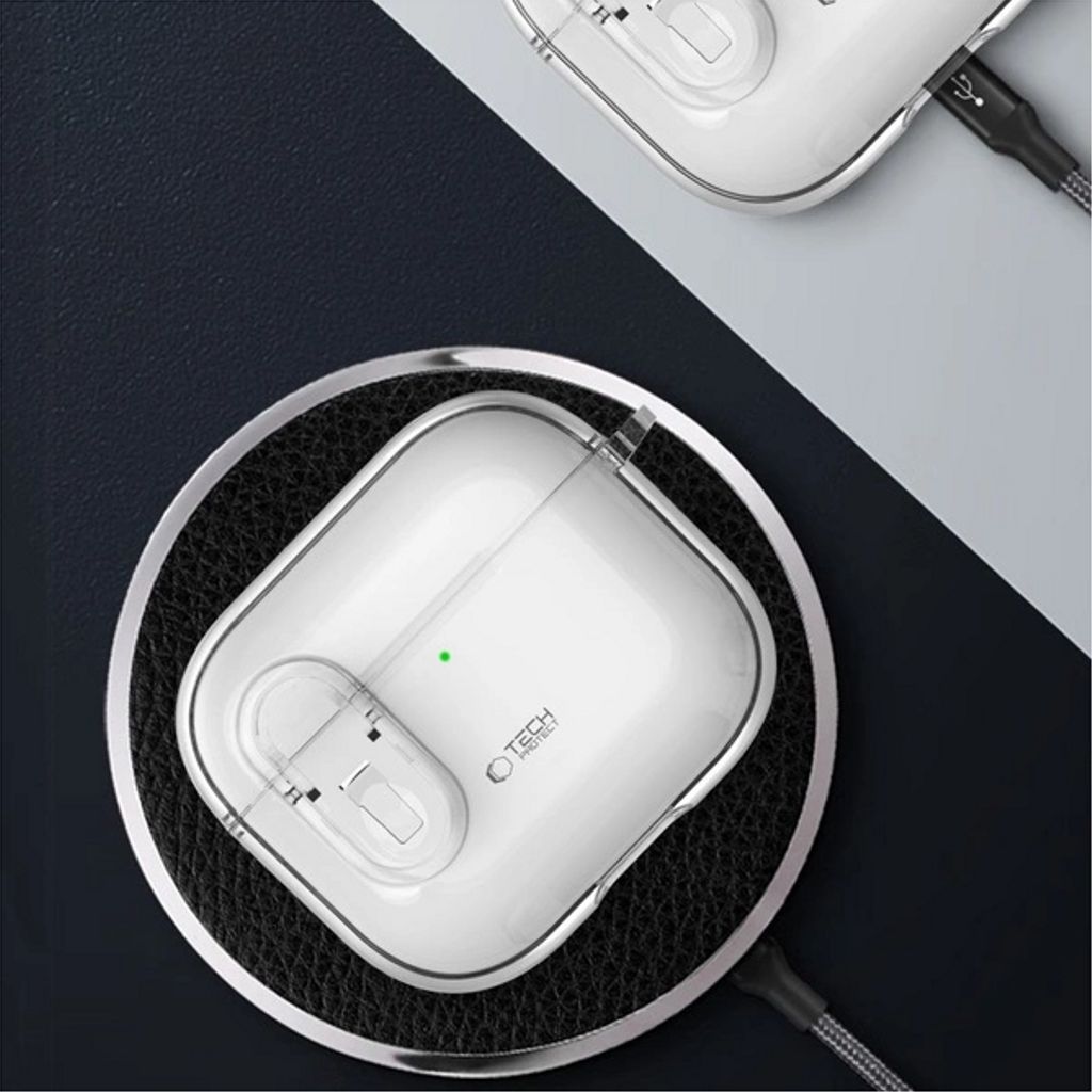 Tech-Protect Silikonfodral till AirPods 4 med Karbinhake - Transparent - Bild 6