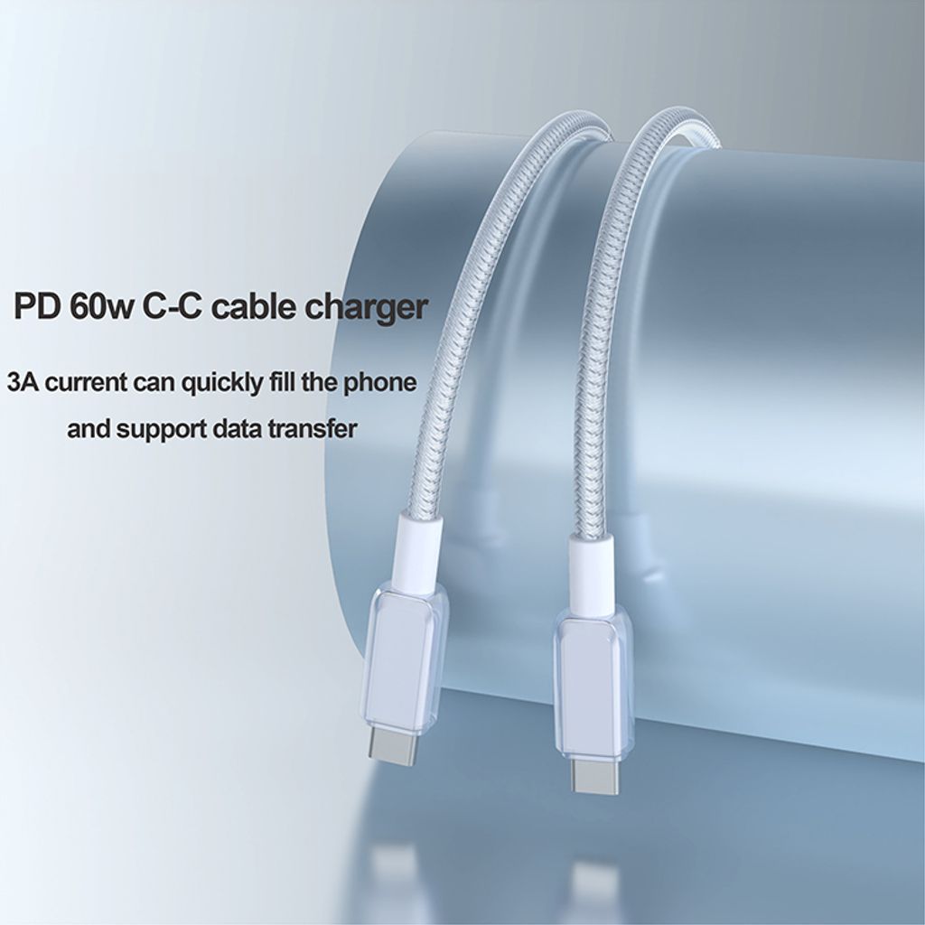 SiGN USB-C till USB-C-kabel 60W, 1m - Blå - Bild 3