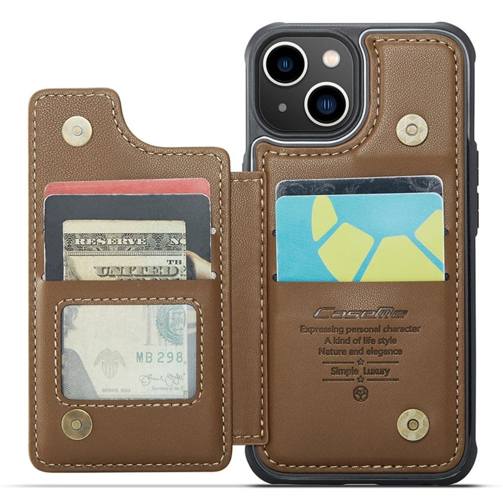 iPhone 13 Plånboksskal CASEME C22 RFID-blockerande - Brun - Bild 3