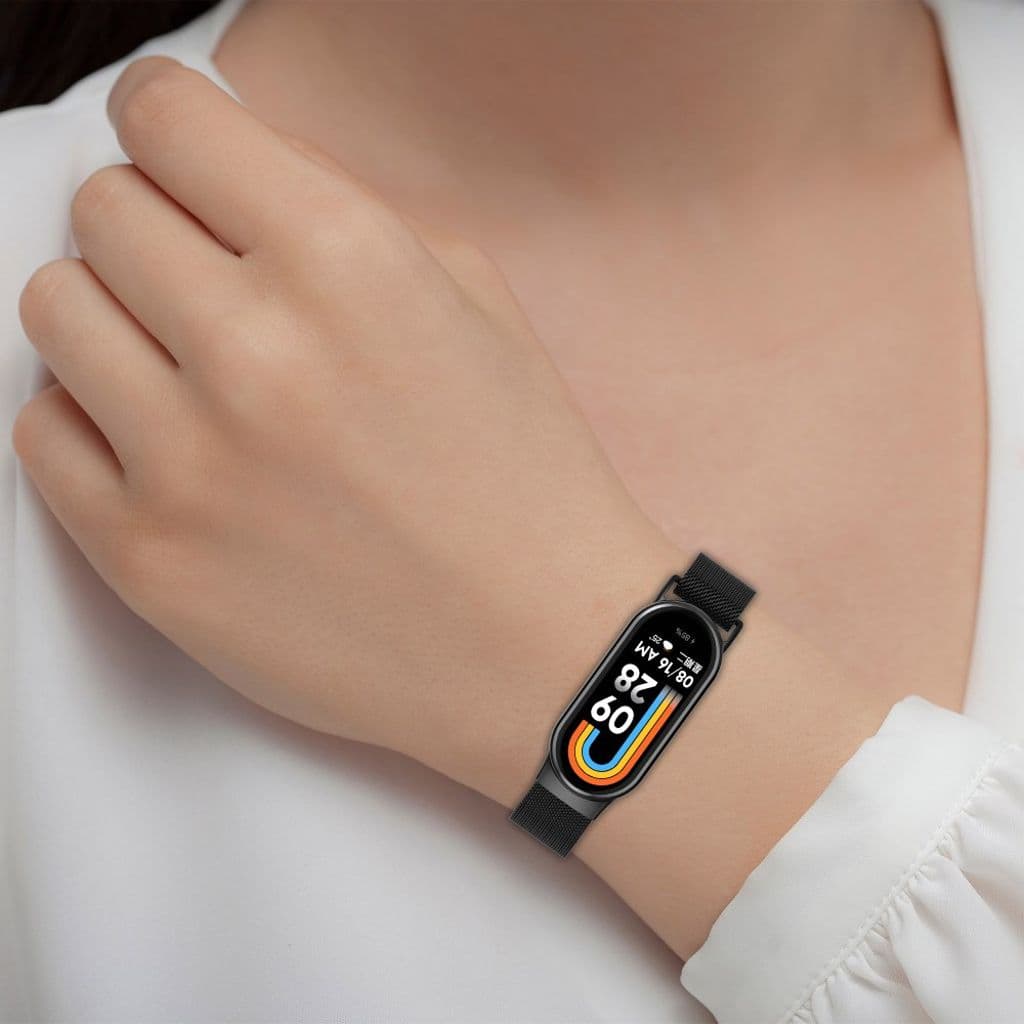 Xiaomi Smart Band 8/9 etc. Klockarmband i Rostfritt stål - Svart