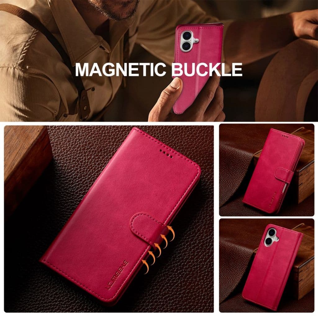LC.IMEEKE iPhone 17 plånboksfodral med stativ – Rosa - Bild 10