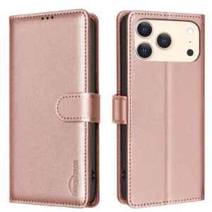 BINFEN COLOR Plånboksfodral i PU-läder till iPhone 18 Pro Max/17 Pro Max - Roséguld