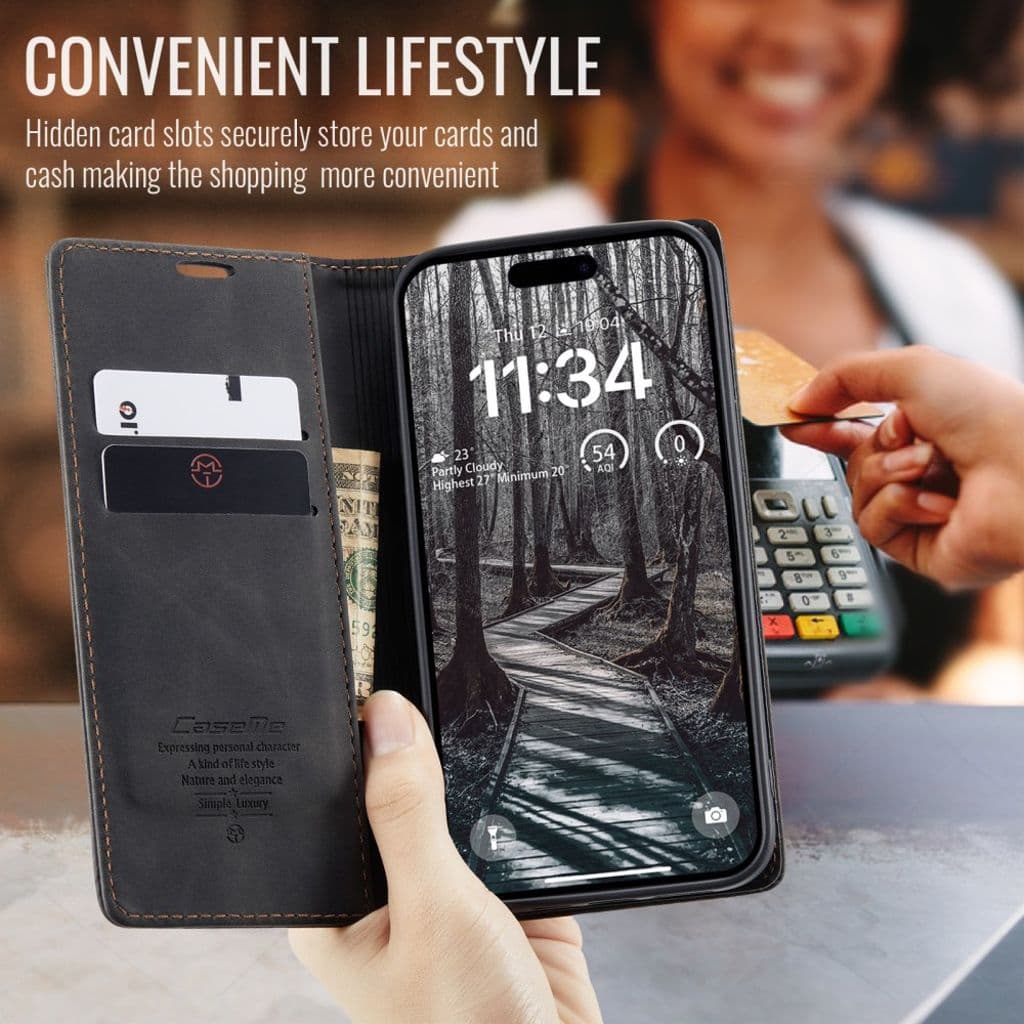 CASEME iPhone 17 Pro Plånboksfodral med Kortfack - Svart - Bild 10