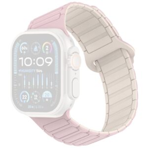 Apple Watch 42/44/46/49mm Silikoni-armband magnetlask - Rosa/Vit