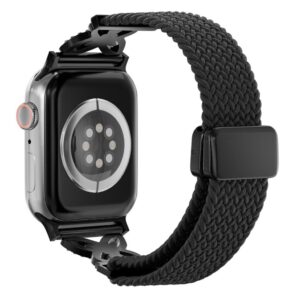 Apple Watch 42/41/40/38mm Flätat Nylonarmband med strass - Svart