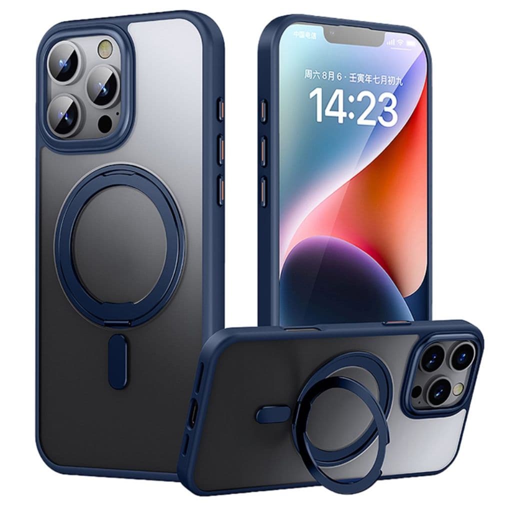 iPhone 16 Pro Max Skal med stativ - Mörkblå