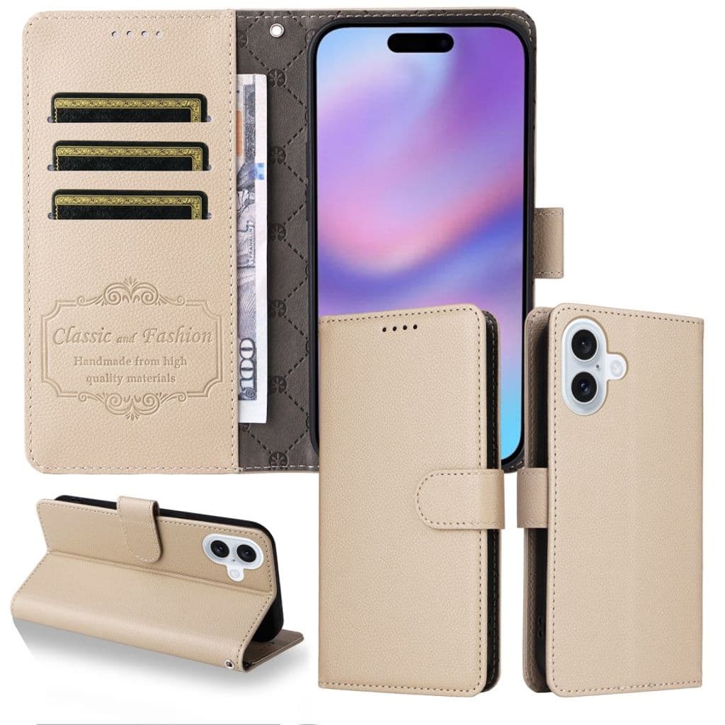iPhone 17 Mobilfodral med RFID, 3 kortplatser och handledsrem – Vit - Bild 3