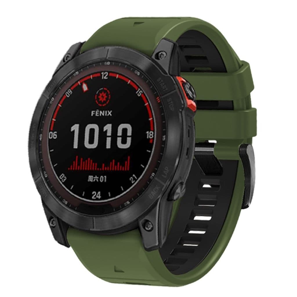 Garmin Fenix 7X/6X/6X Pro etc. Tvåfärgat klockarmband i silikon - Grön/Svart - Bild 2