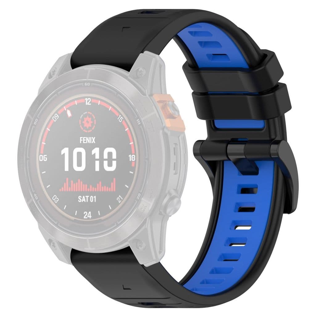 Garmin Fenix 7S/7S Pro/6S etc. Tvåfärgat klockarmband i silikon - Svart/Blå