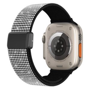 Taltech Apple Watch Armband Nylon Glitter 42/44/46/49mm - Svart/Vit