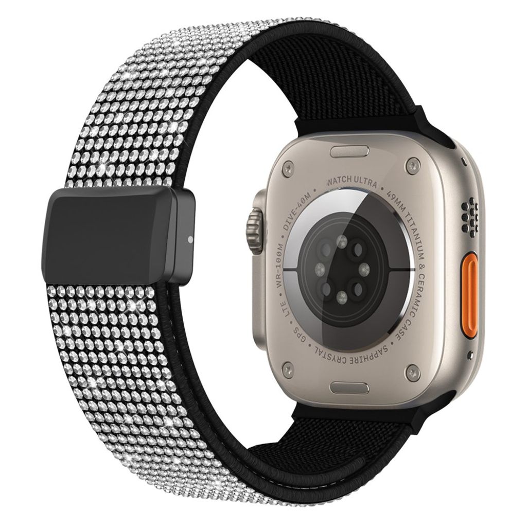 Taltech Apple Watch Armband Nylon Glitter 42/44/46/49mm - Svart/Vit