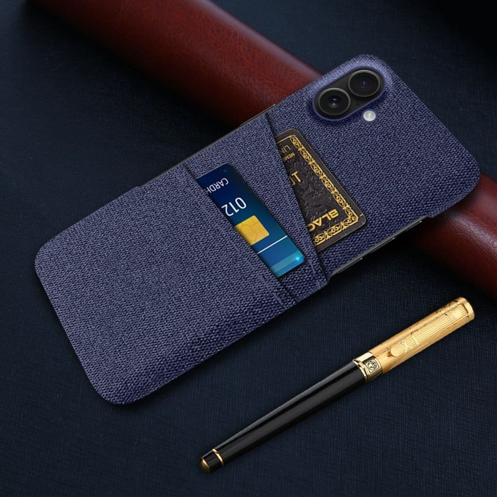 iPhone 17 Skal i Textil med 2 Kortfack - Blå - Bild 5