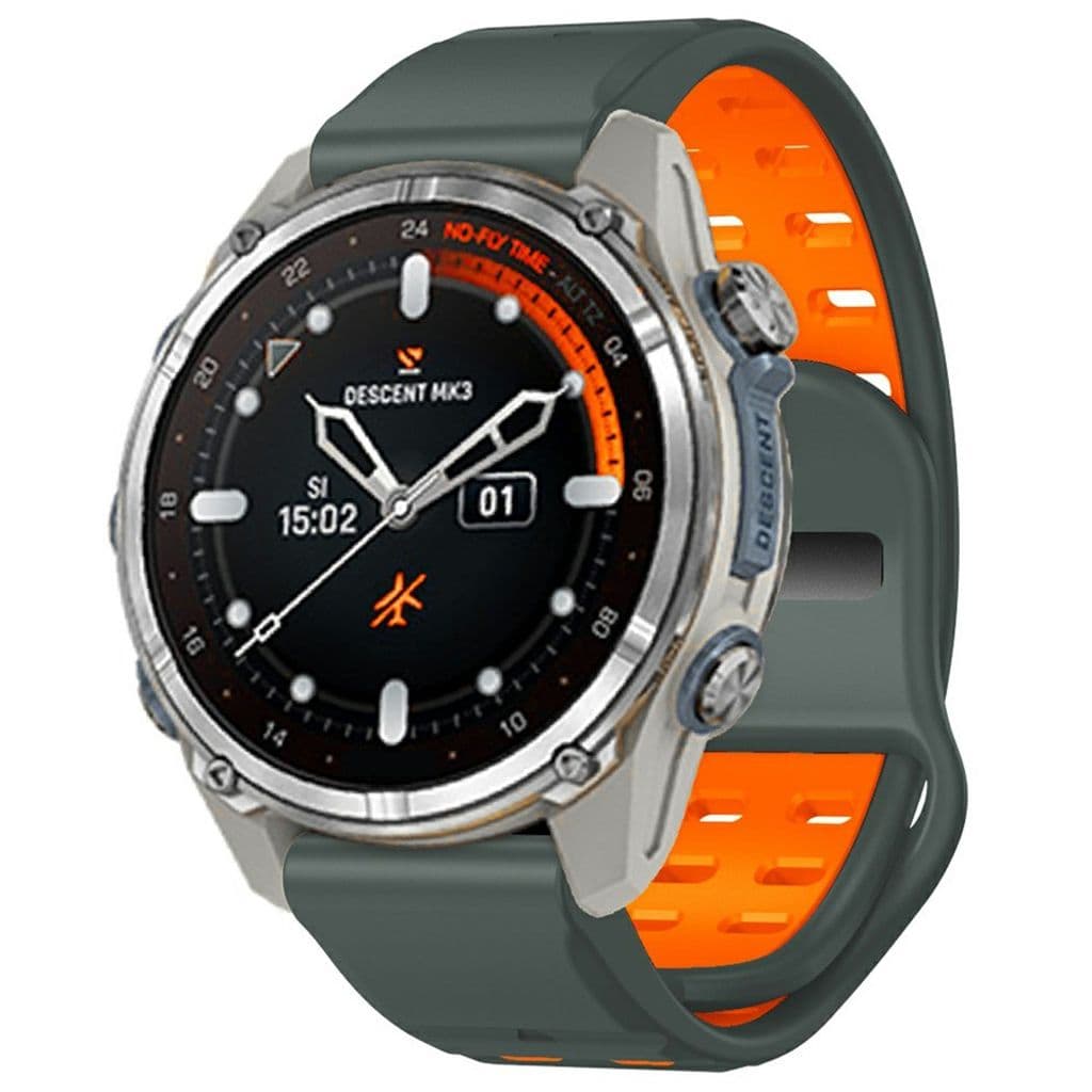 Garmin Fenix 8/E 47mm etc. Tvåfärgat klockarmband i silikon - Grå/Orange - Bild 2