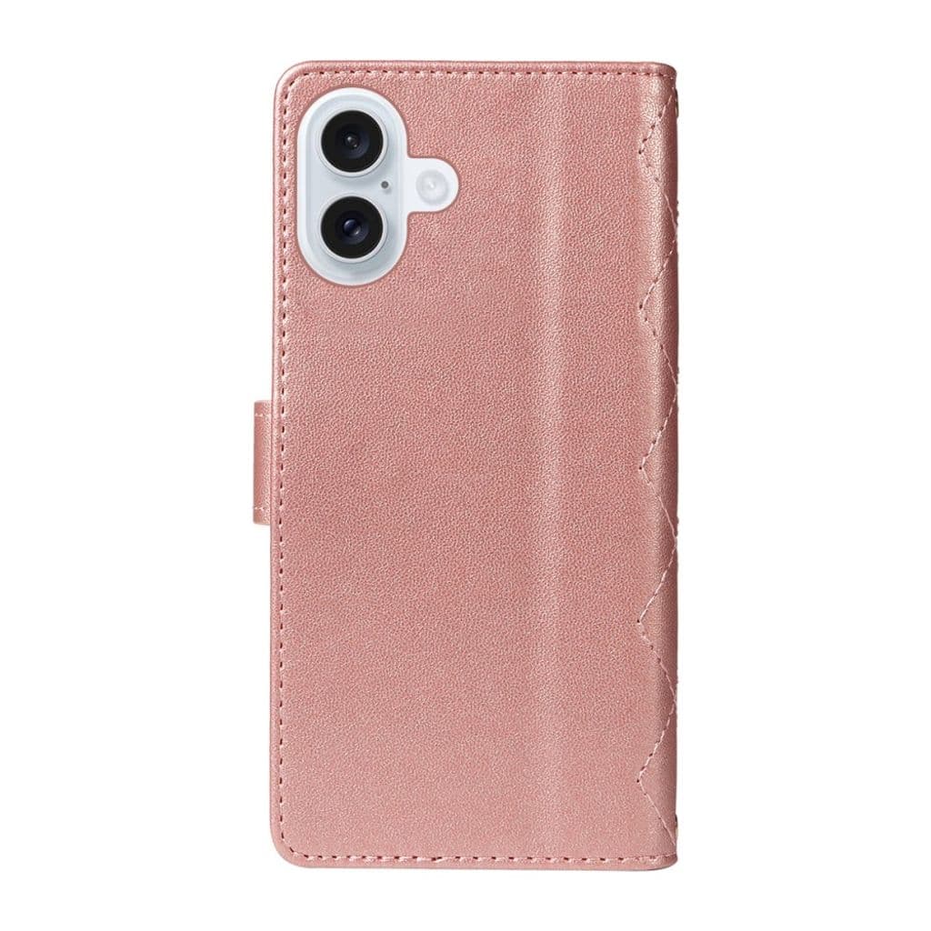 iPhone 17 plånboksfodral Rhombus med axelrem Roséguld - Bild 9