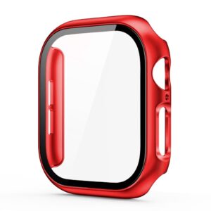 Apple Watch 12 46mm Skal med skärmskydd i härdat glas - Röd