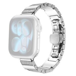 Apple Watch 42/41/40/38mm Armband i rostfritt stål med glitter - Silver