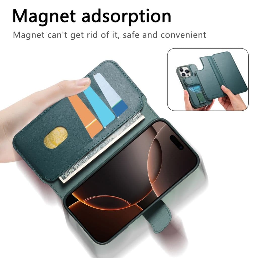 CASENEO iPhone 16 Pro Max Plånboksfodral RFID-blockerande – Grön - Bild 11