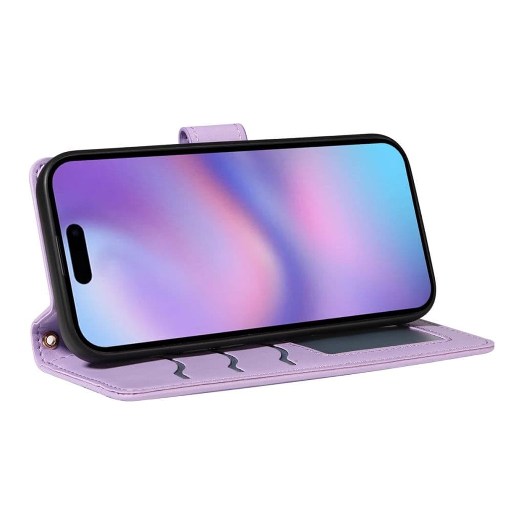 Plånboksfodral rhombus till iPhone 17 med rem - Lila - Bild 10