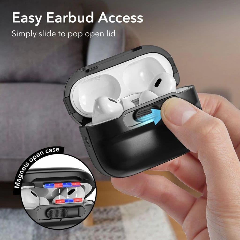 ESR Apple AirPods Pro 1/2 Pulse Halolock Magsafe Skal - Svart - Bild 3