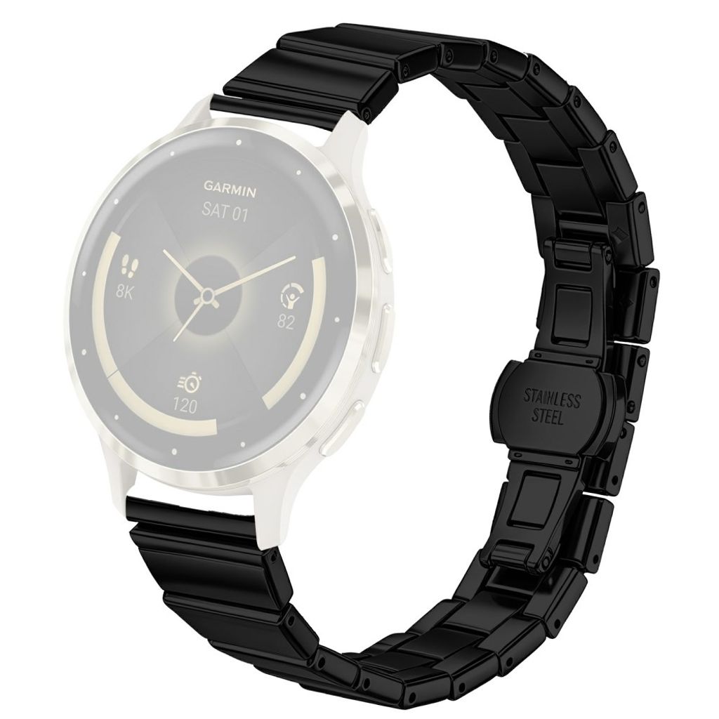 Garmin Forerunner 265S Armband i rostfritt stål med fjärilsspänne - Svart