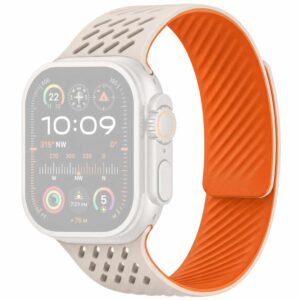 Apple Watch 49/46/44/42mm Silikonarmband - Vit/Orange