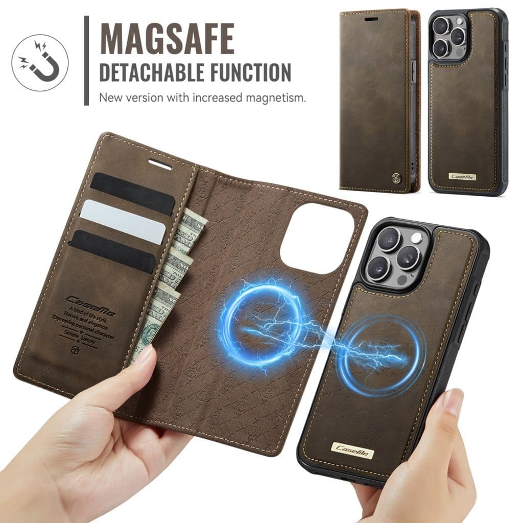 CASEME iPhone 13 Pro MagSafe RFID-blockerande Plånboksfodral - Brun - Bild 6