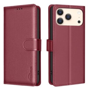 BINFEN COLOR iPhone 18 Pro Max/17 Pro Max Plånboksfodral i PU-läder - Röd