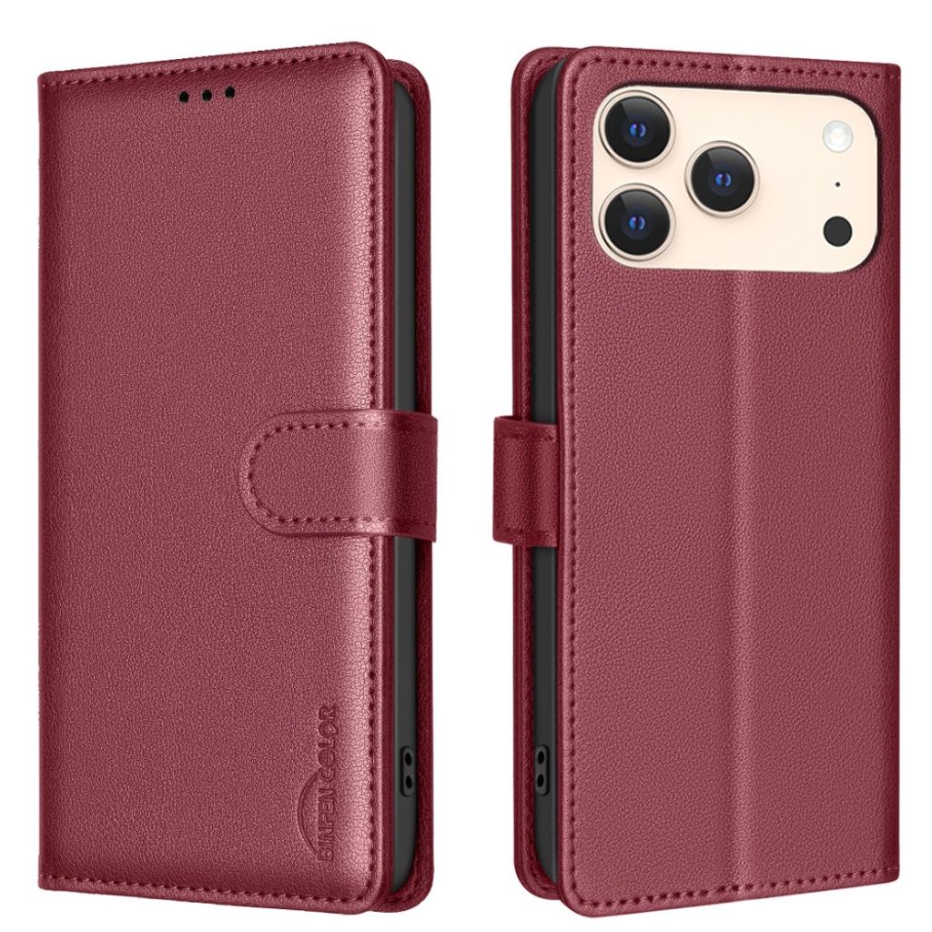 BINFEN COLOR iPhone 18 Pro Max/17 Pro Max Plånboksfodral i PU-läder - Röd