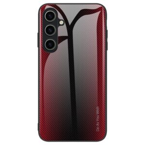 Galaxy A55 5G Fodral – Kolfibertextur + Härdat Glas + TPU Skal – Röd