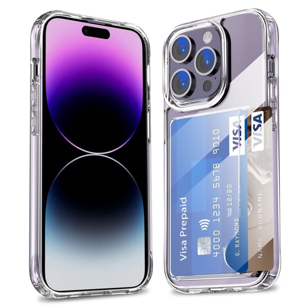 iPhone 14 Pro Max Skal med korthållare - Transparent