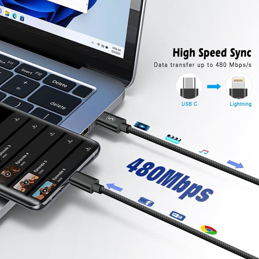 SiGN USB-C till Lightning Kabel 20W, 0.25m - Svart - Bild 6