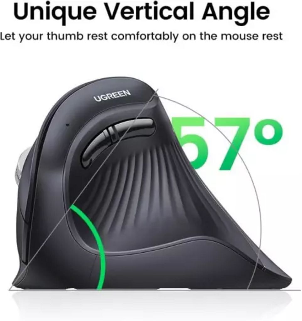 UGREEN Ergonomisk vertikal mus 4000 DPI max, 5 knappar - Svart - Bild 7