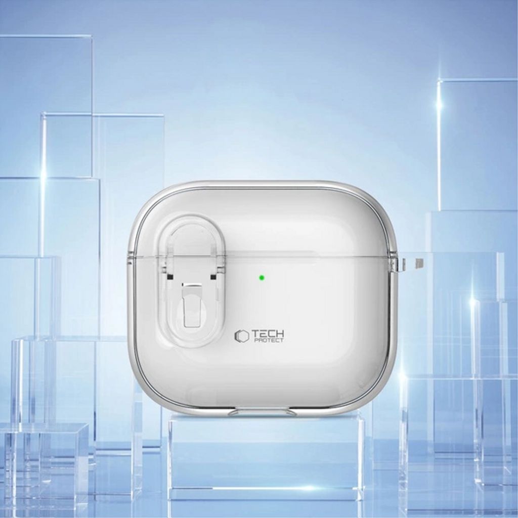 Tech-Protect Silikonfodral till AirPods 4 med Karbinhake - Transparent - Bild 7