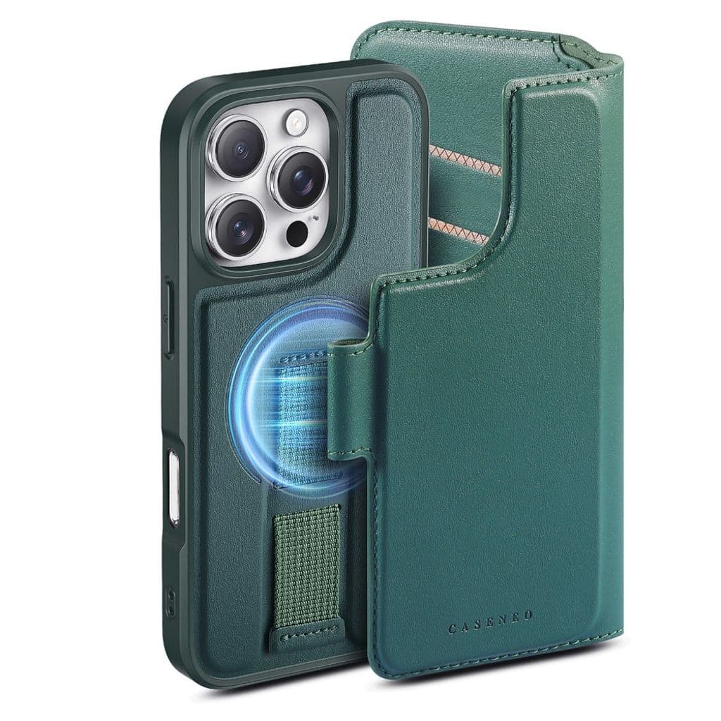CASENEO iPhone 16 Pro Max Plånboksfodral RFID-blockerande – Grön - Bild 6
