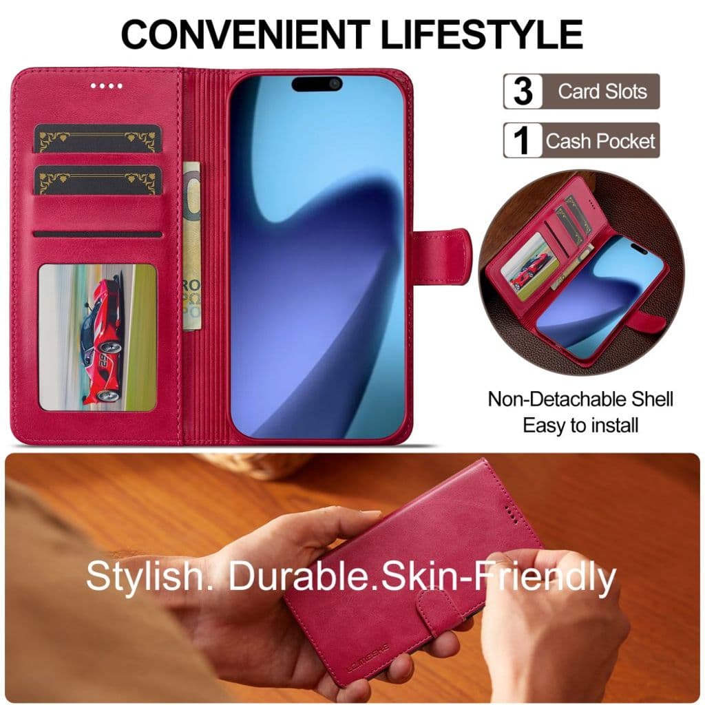 LC.IMEEKE iPhone Air Plånboksfodral med Stativ - Rosa - Bild 7