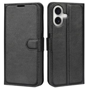 iPhone 17 Plånboksfodral Litchi-struktur - Svart