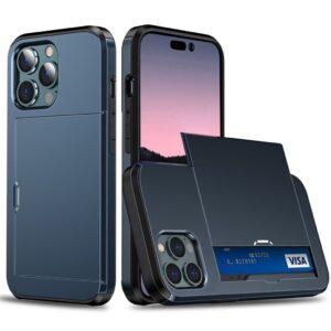 iPhone 14 Pro Skal med glidkortshållare - Marinblå