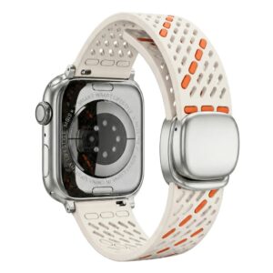 Apple Watch 42/41/40/38mm Armband med säkerhetsspänne - Vit/Orange