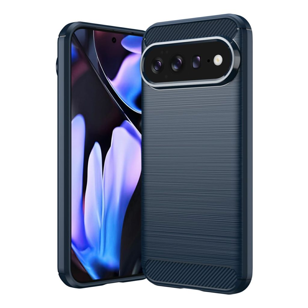 Google Pixel 11 Pro XL TPU-skal kolfibertextur - Blå