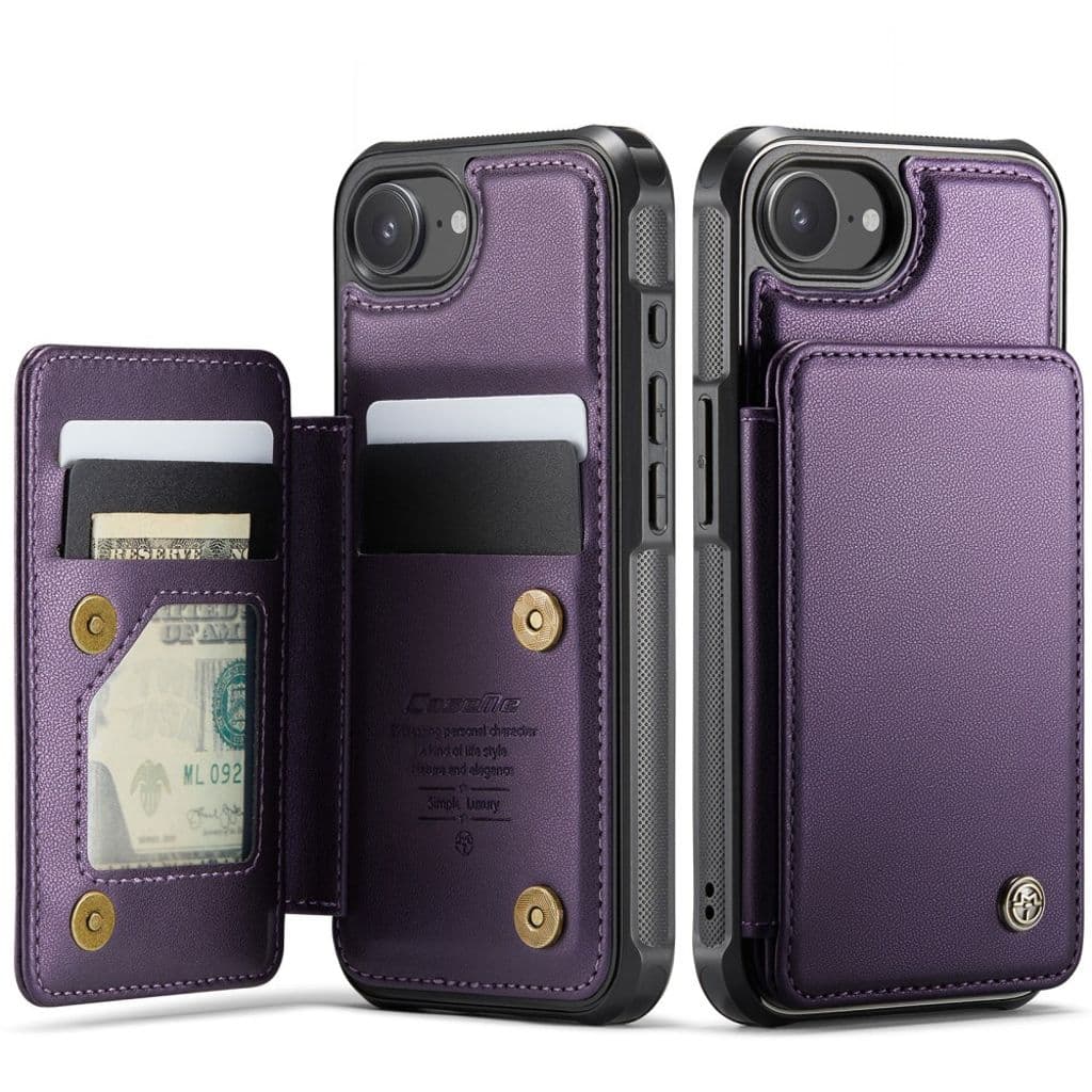 CASEME C22 Plånboksskal med RFID och Korthållare för iPhone 16e – Lila - Bild 2