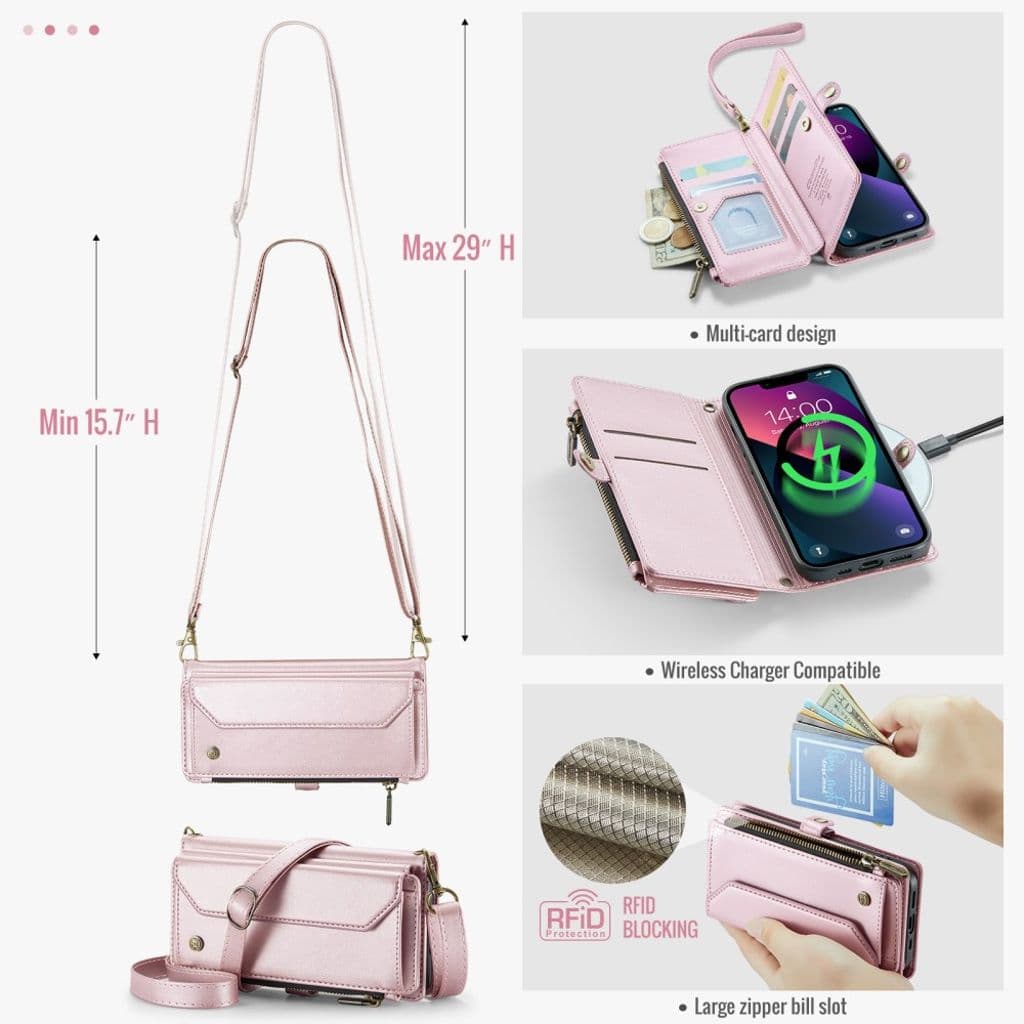 iPhone 13 Plånboksfodral Korthållare - Rosa - Bild 6